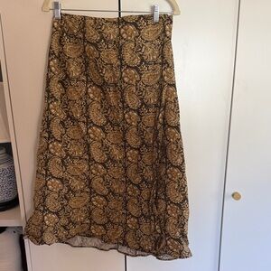 Julia Amory Brown Paisley A-Line Midi Skirt
